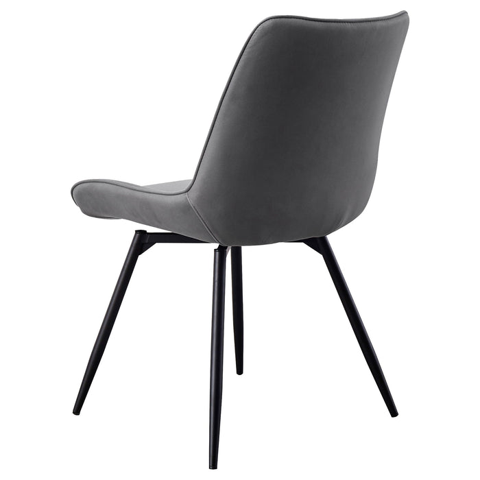 Vellux - 5 Piece Round Dining Table Set With Concrete Top Upholstered Chairs - Gunmetal