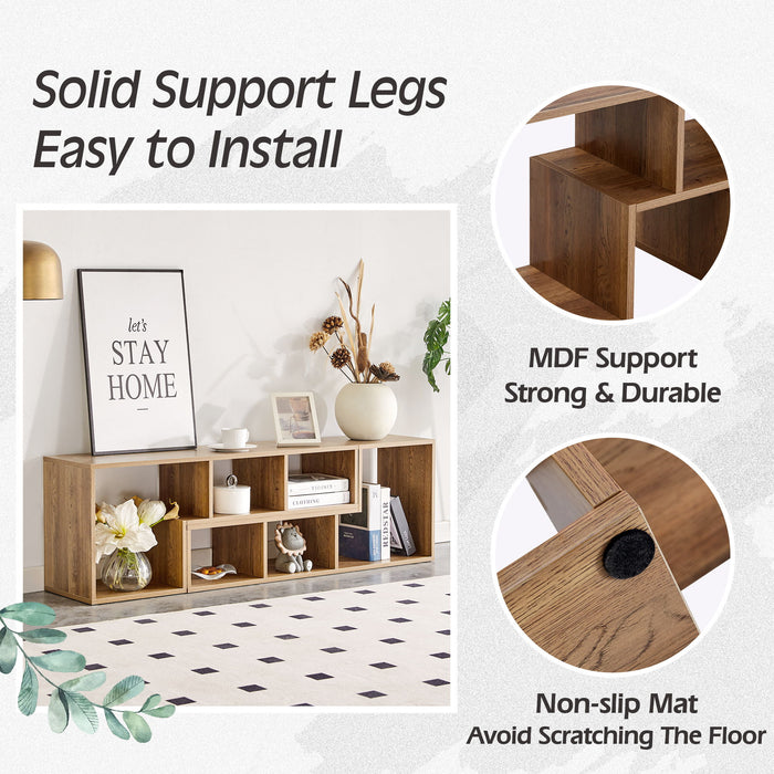 Minimalist Cube TV Stand With Adjustable Open Storage Shelves