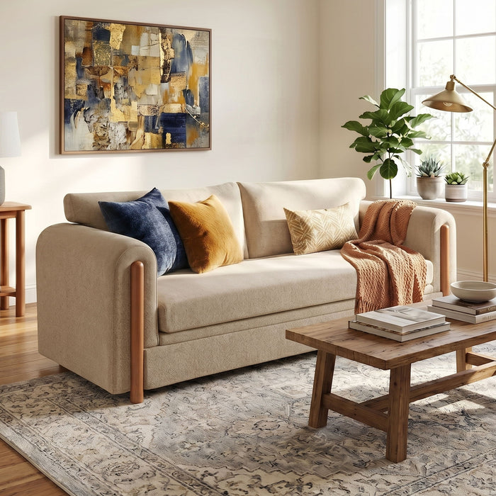 Modern 3 Seater Upholstered Couch Sofa For Living Room