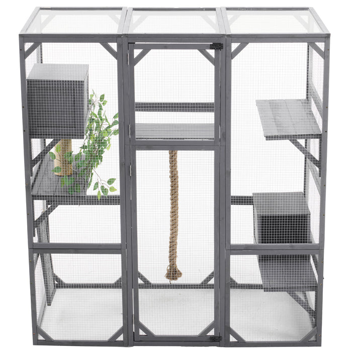 Outdoor Cat House, Diy Cat Enclosure Catio With Double Enter Doors