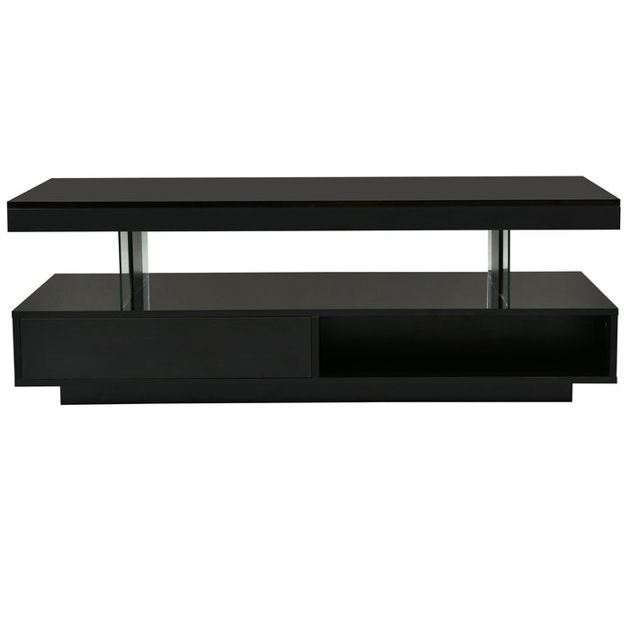 LED Coffee Table With 2 Drawers And Display Shelves