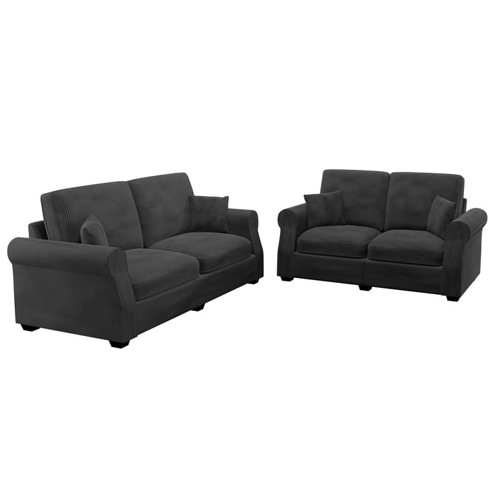 Contemporary 2 Piece Sofa Set With Matching Pillows