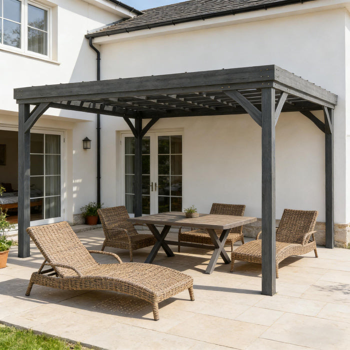 Patio Grape Vine Gazebo Outdoor Pergola With Open Roof For Climbing Plants - Gray