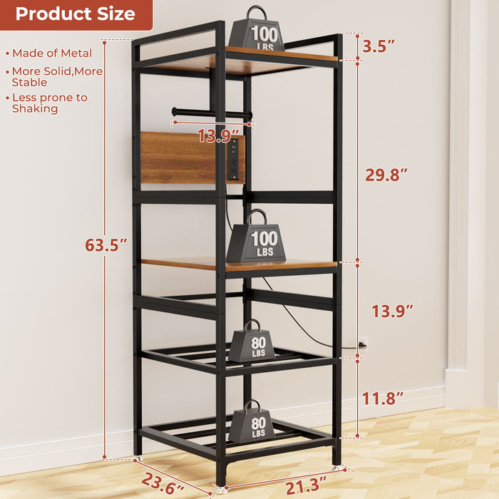 3D Printer Stand With Filament Storage, T-Type Holder, Built In Power Panelб Open Frame Printer Workstation - Black