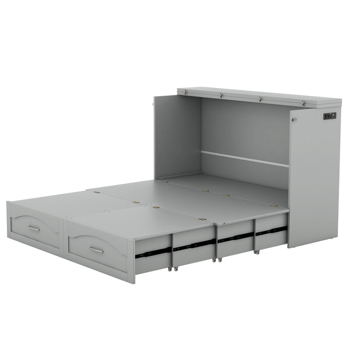 Murphy Wall Bed With Drawer And A Set Of Sockets & USB Ports, Pulley Structure Design