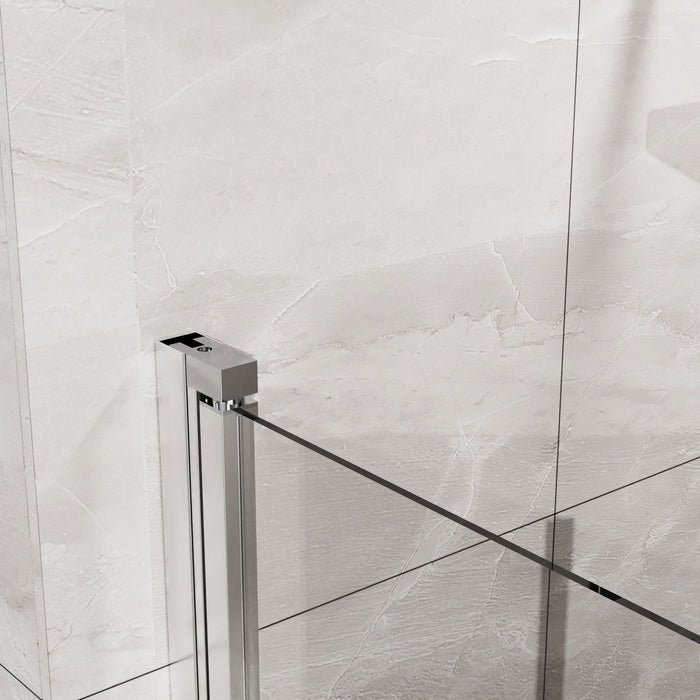 Bifold Frameless Glass Shower Door With Pivot Swing Panel, Tempered Clear Glass