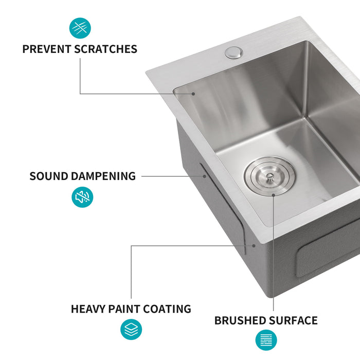 Stainless Steel Drop In Kitchen Sink, Topmount