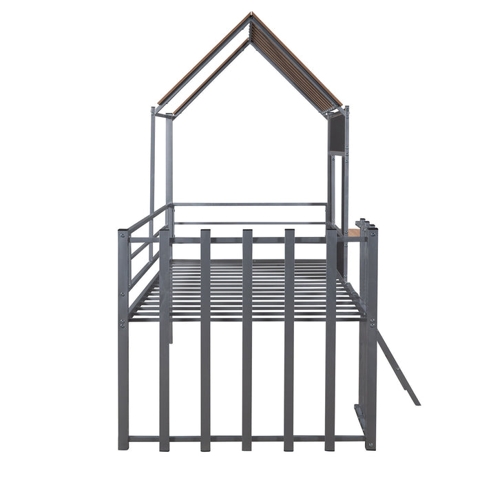 Loft Bed With Roof, Window, Guardrail, Ladder