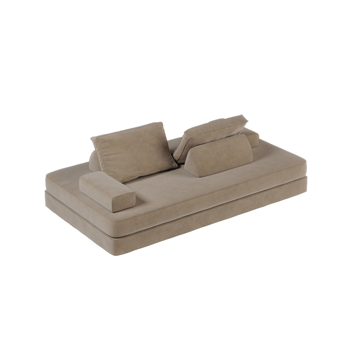 Multifunctional Convertible Sofa Bed With 2 Tumbler Backrests And 2 Pillows, Deep Seat Couch