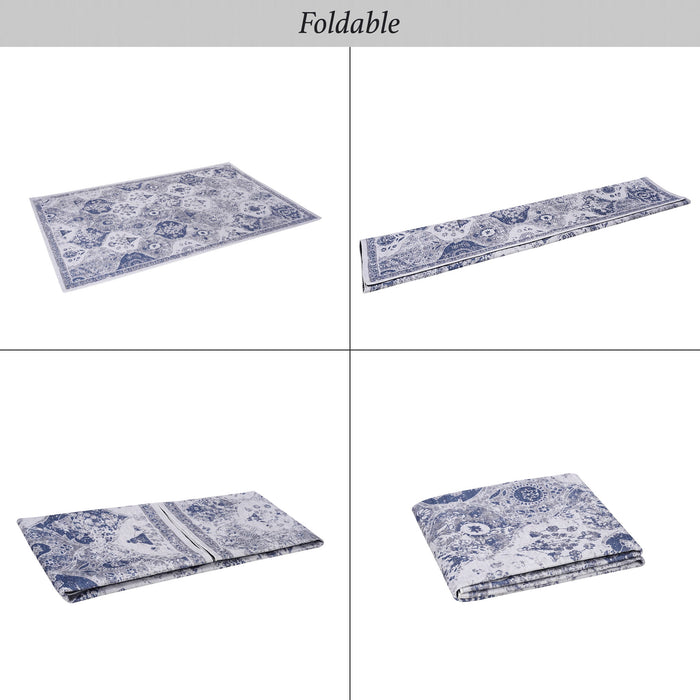 Maval - 6' X 9' Washable Area Rug - Blue