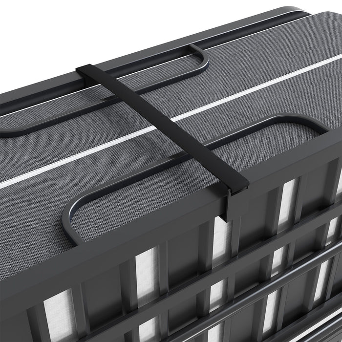 Twin Extra Long Folding Bed With Adjustable Headboard, Cot With Memory Foam Mattress - Black