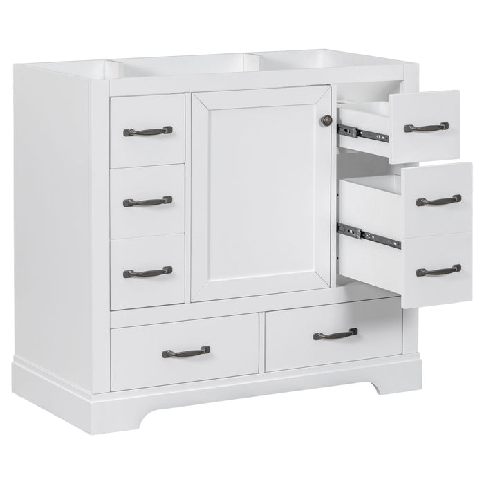 Modern Bathroom Vanity Base Only, 6 Drawer Storage With Adjustable Shelf
