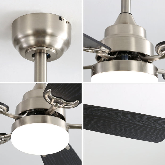 52" Ceiling Fan With LED Light, 6 Speed Remote Control, Reversible DC Motor
