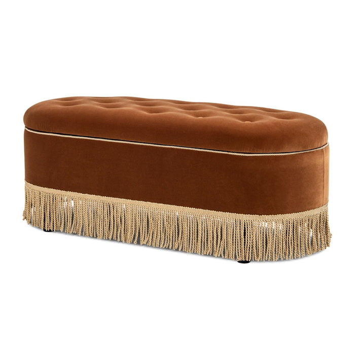 Melinda - Oval Tufted Bullion Fringe Storage Bench