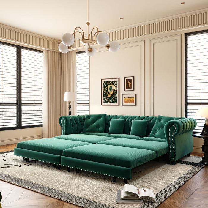 3 In 1 Pull Out Sofa Bed With Movable Ottoman