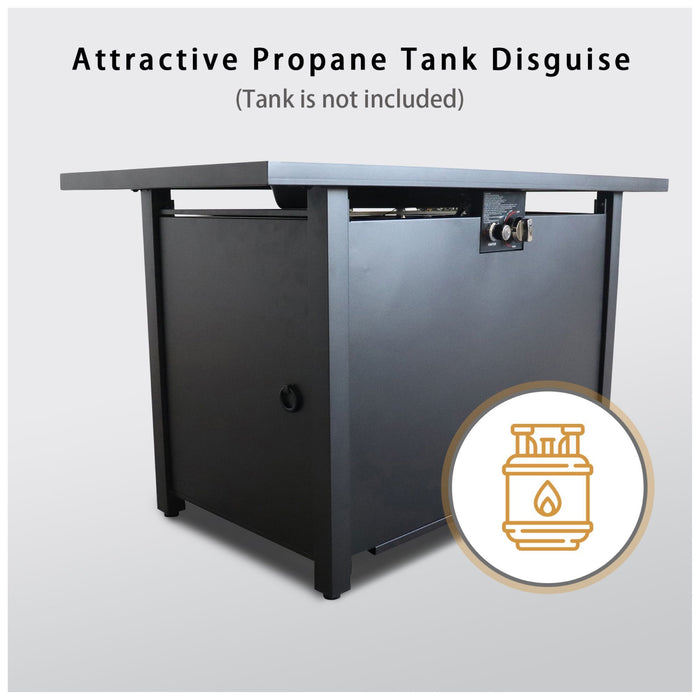 Outdoor Fire Pit Table With Lid High-Quality Materials - Black