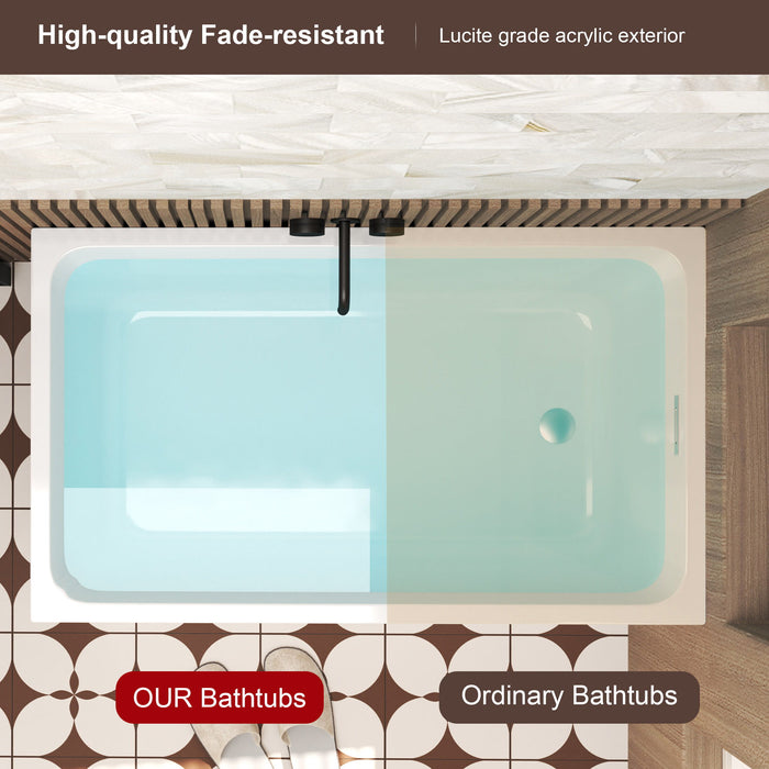 Freestanding Bathtub With Drain, Rectangular Shape