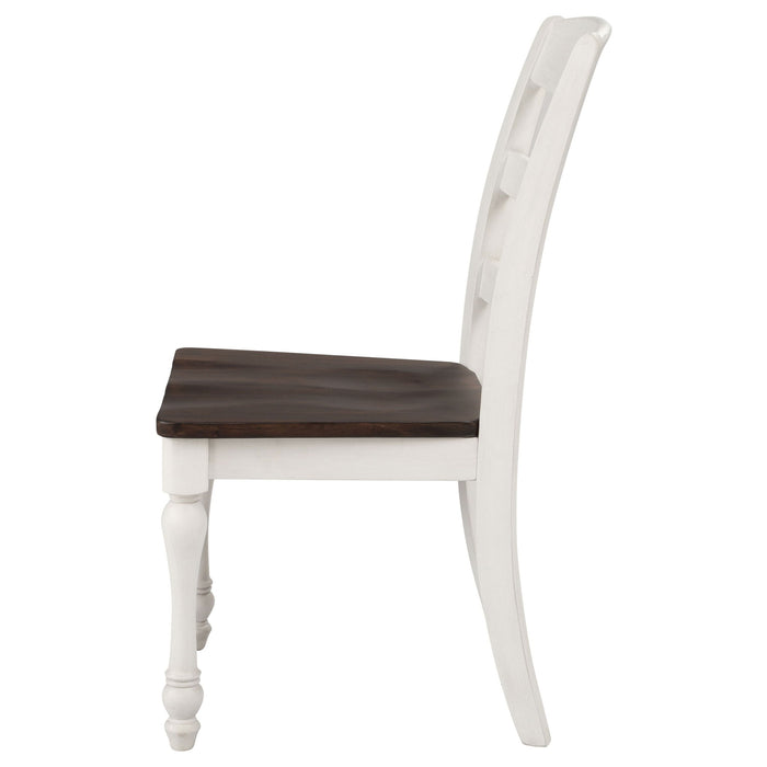 Ladder Back Side Chair With Saddle Seat (Set of 2) - White