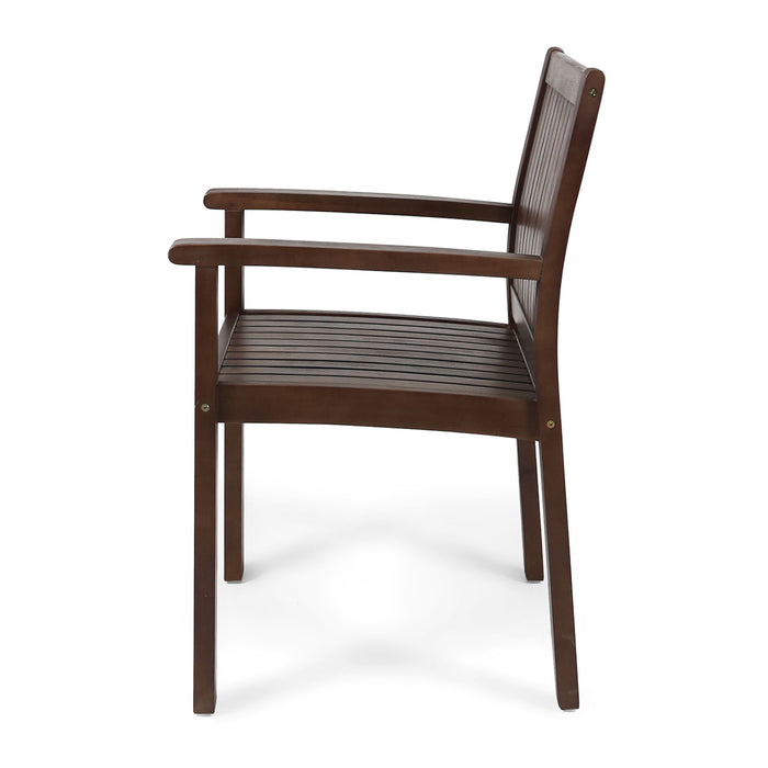Wilson - Rustic Dining Chair Acacia Wood With Slat Panel Design (Set of 2) - Dark Brown
