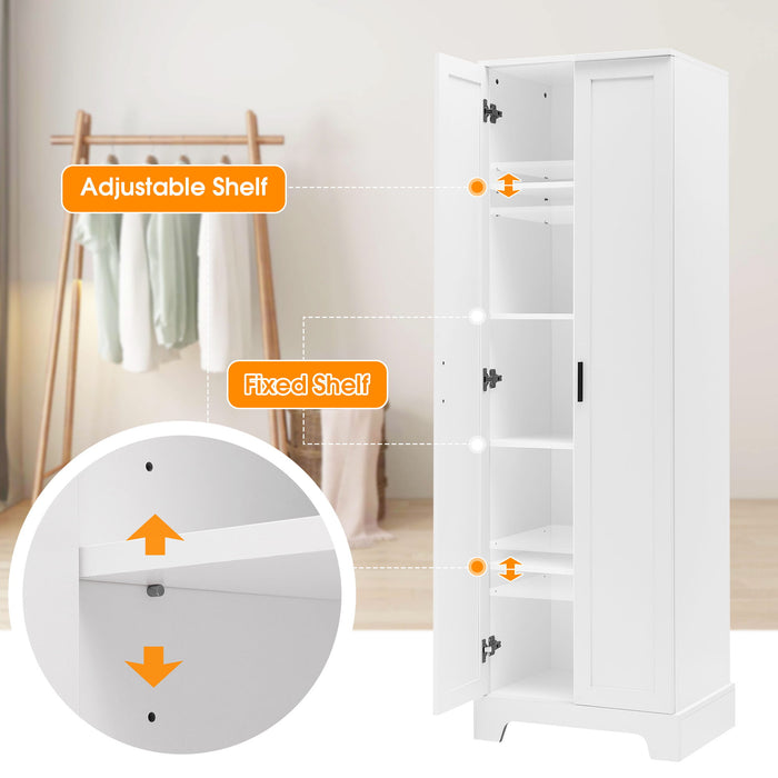 Storage Cabinet With Adjustable Shelves, 2 Doors, Rectangle Design For Bathroom