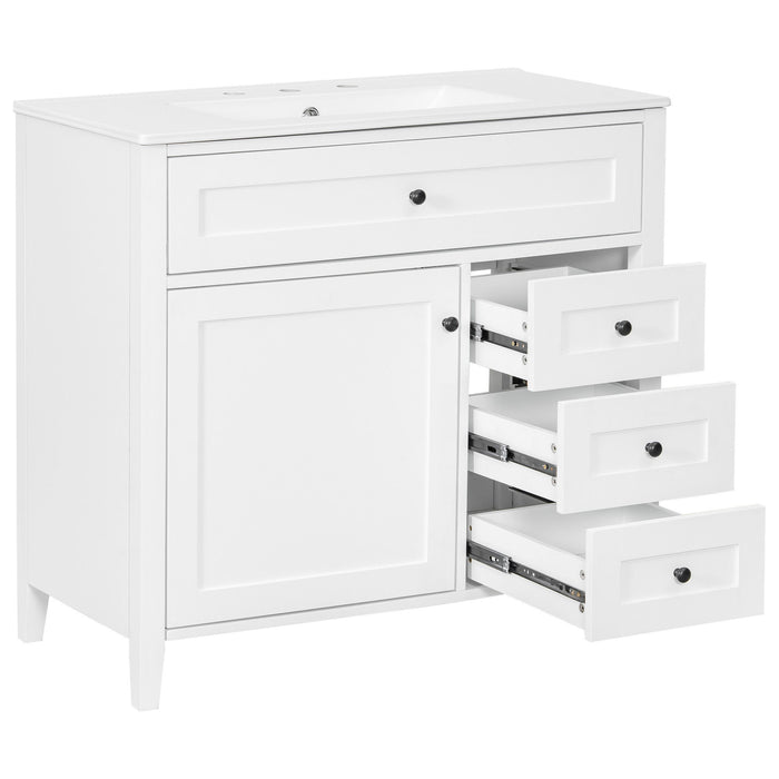 Bathroom Vanity With Sink, Cabinet With 3 Drawers And Adjustable Shelf
