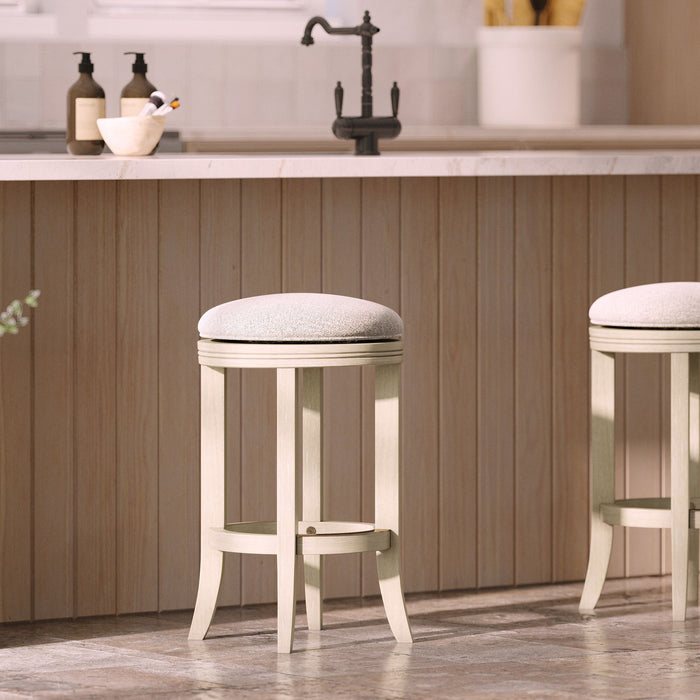 Backless Swivel Stool With Upholstered Seat