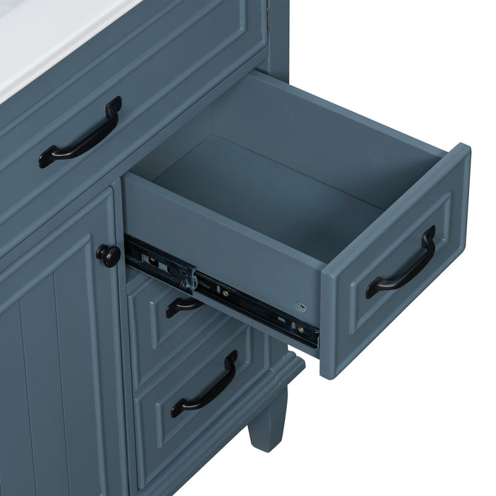 Bathroom Vanity With Sink Top, Flip Drawers, Adjustable Shelf