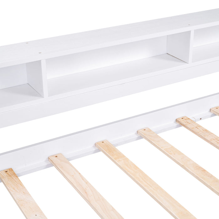 Daybed With 2 Trundles, 3 Storage Cubbies, Built In USB Charging Light