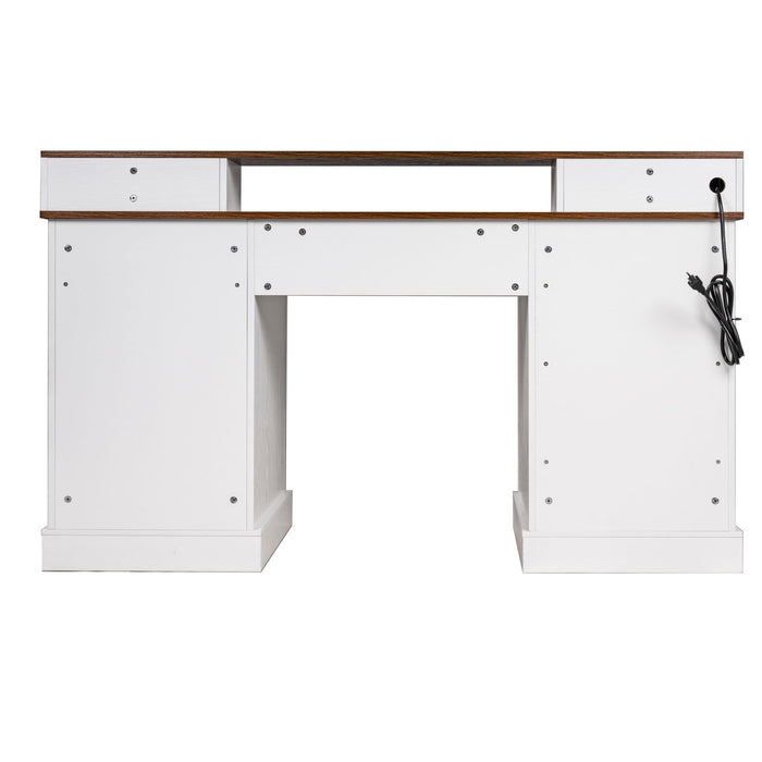 Office Desk With Charging Station & Storage Cabinet