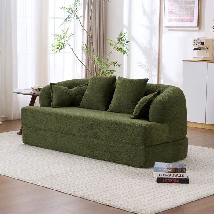 Foldable Sofa Bed, Boneless Couch Convertible Sleeper With 4 Pillows