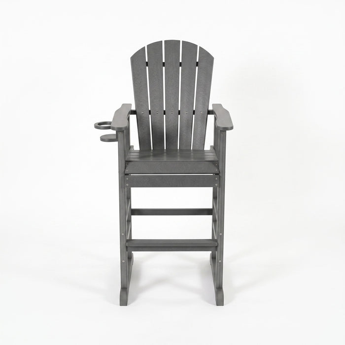 Bar Height Adirondack Chair With Cup Holder And Armrests