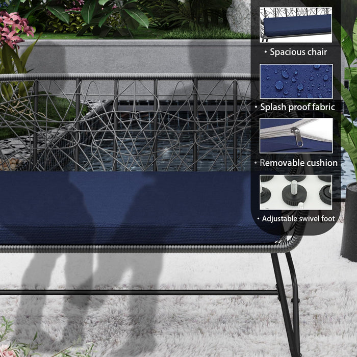 4 Piece Wicker Patio Furniture Set With Tempered Glass Table And Detachable Cushions