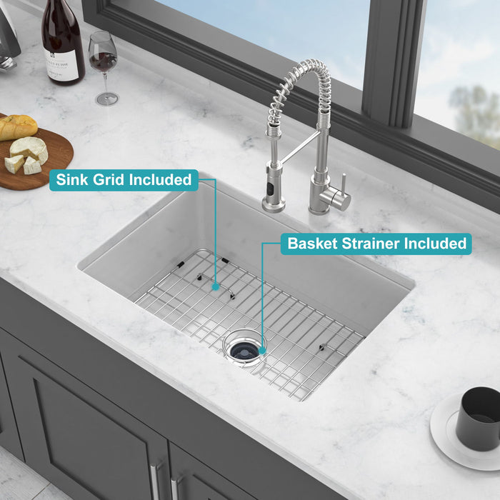 Rectangular Deep Single Bowl, Kitchen Sink With Dual Mount Installation