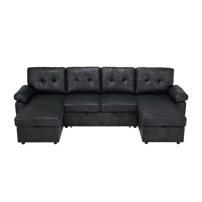 Convertible Sectional Sofa Bed With Pull Out Sleeper And Storage