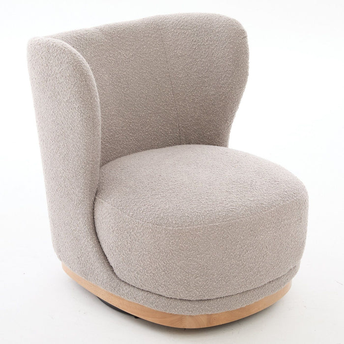 Curved Back Swivel Lounge Chair With Rotating Base For Home - Gray