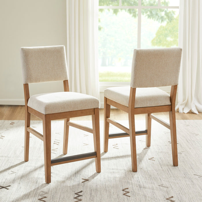 Millwork - Counter Chair (Set of 2) - White / Light Brown