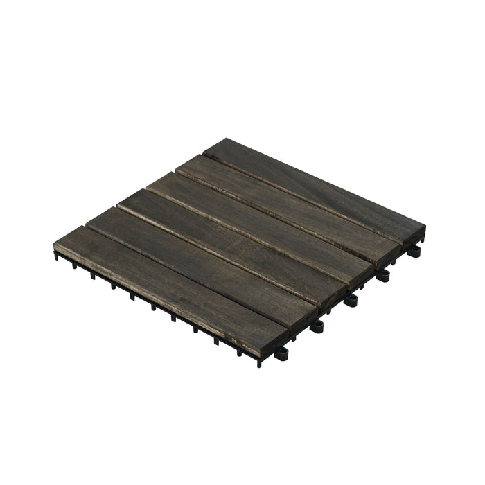 Acacia Hardwood Interlocking Deck Tiles, Striped Pattern
