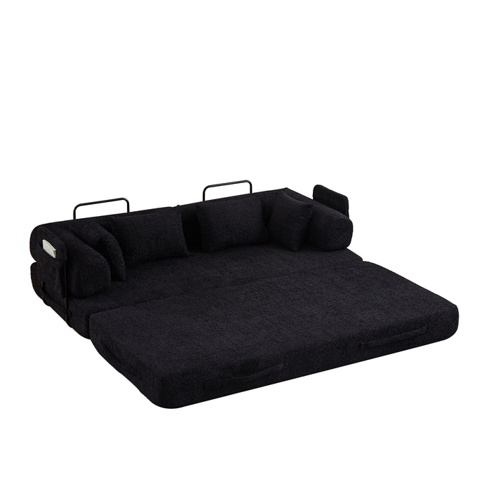 Convertible Sleeper Sofa Bed With Cylindrical Pillow