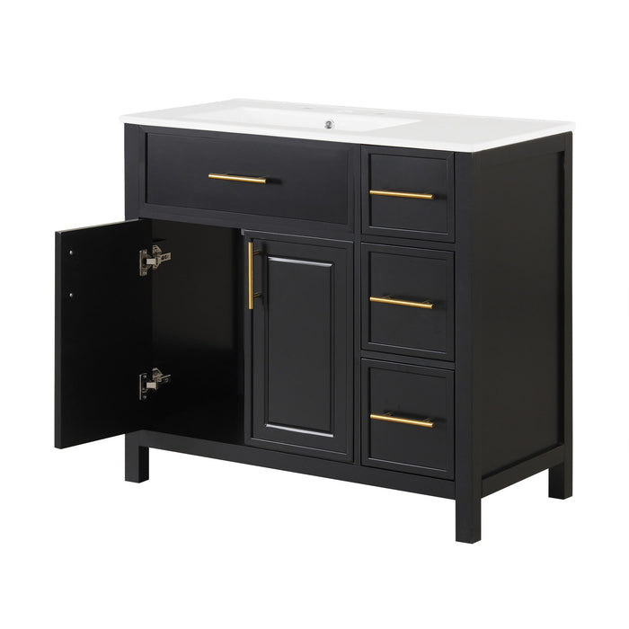 Modern Bathroom Vanity With Sink Top, 2 Doors And 3 Drawers
