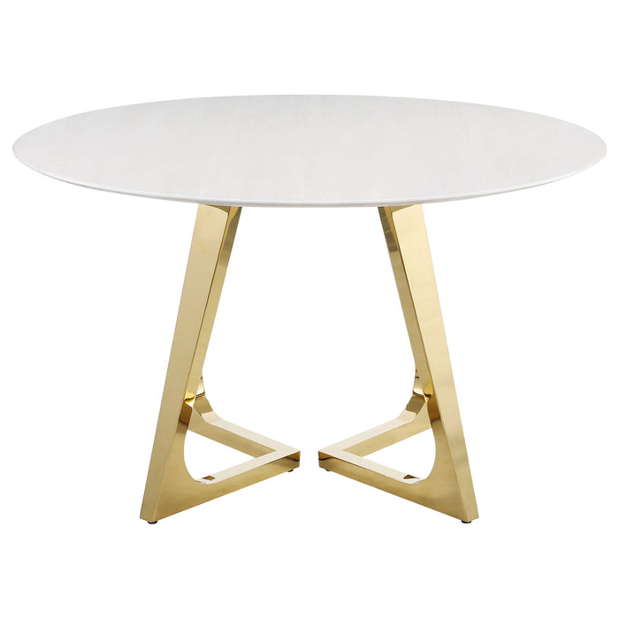 Imani - Round Marble Dining Table - Gold