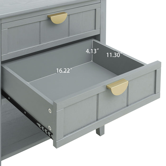 2 Drawer Side Table, American Style, End Table, Suitable For Bedroom, Living Room, Study