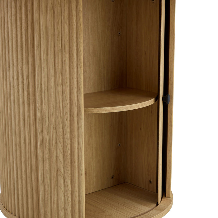 Roman Column Round Dining Table With Double Layer Storage - Wood