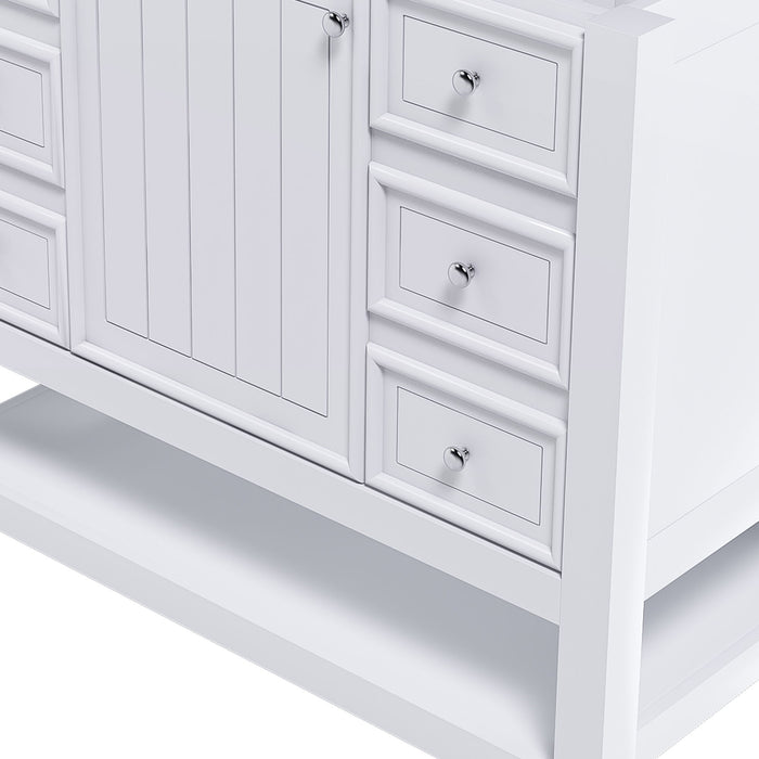36" Bathroom Vanity With 1 Cabinet And 3 Drawers 1, Storage Solution - White