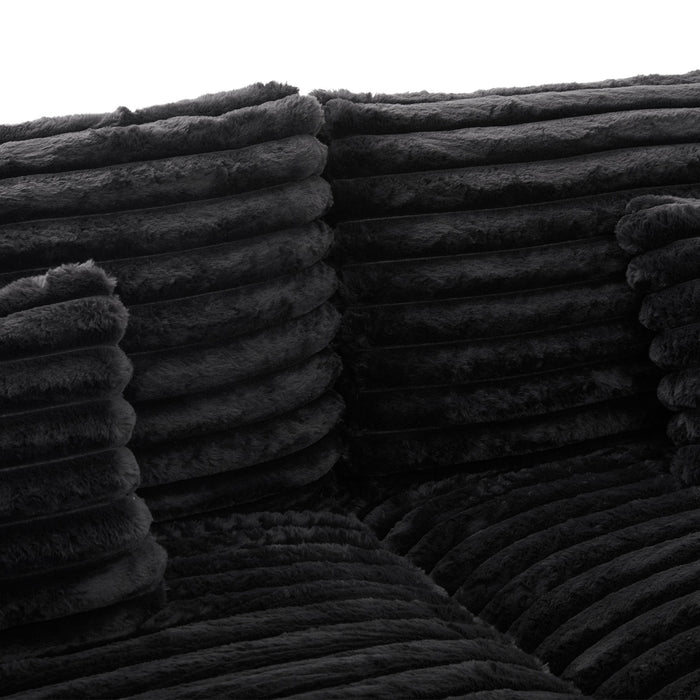 Plush Oversized Double Chaise Lounge Sofa Bed With USB Ports And Cup Holders