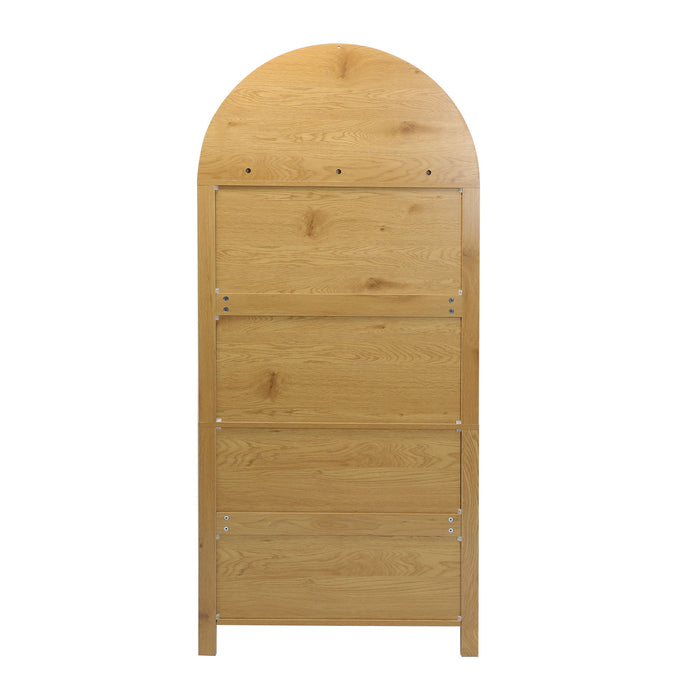 Fluted Tall Arched Pantry Cabinet With Adjustable Shelves