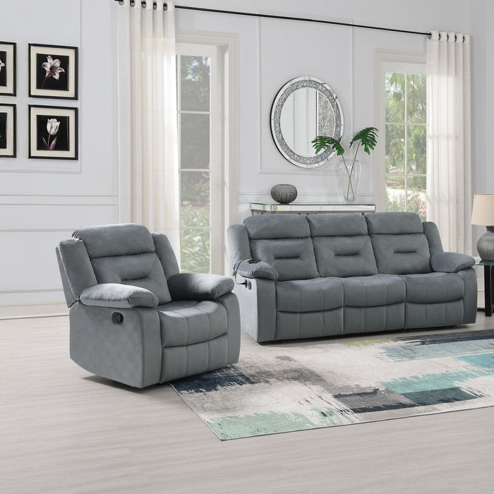 Contemporary Living Room Set With Pillow Arms And Headrest Support