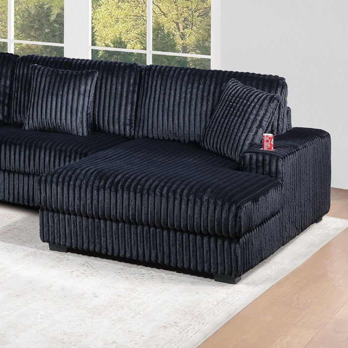 6 Piece Modular Sectional Sofa Set Upholstered Living Room Plush Couch With Cup Holders And USB Port - Black