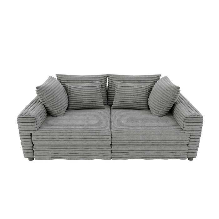 Plush Corduroy 4 Seat Sofa, Modern Comfy Upholstered Sofa Cloud Couch, Deep Seat Couches With Soft Pillows