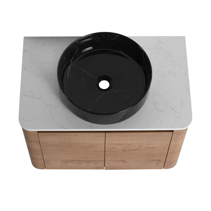 Wall Mounted Bathroom Vanity With Art Sink & 1 Soft Close Door