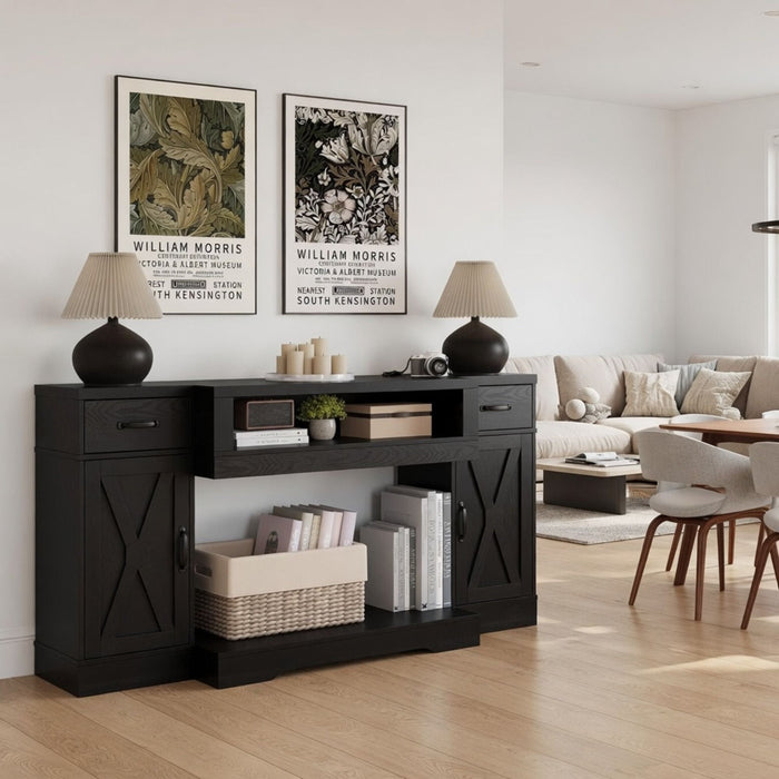 TV Stand With Adjustable Shelves & Double Doors